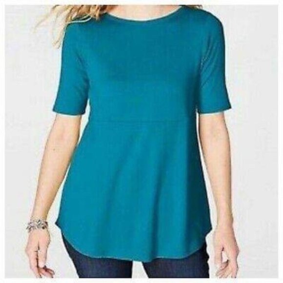 J. Jill Pima Shirt Tail Tee Blue Shirt Top sz XS - Picture 1 of 2